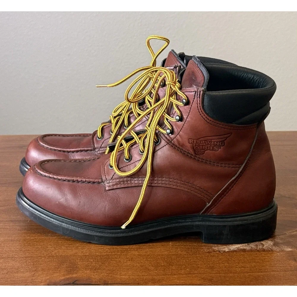 Red Wing Moc Toe Boots Burgundy 202 SUPERSOLE 6-INCH SOFT TOE Men's US 10.5 $254